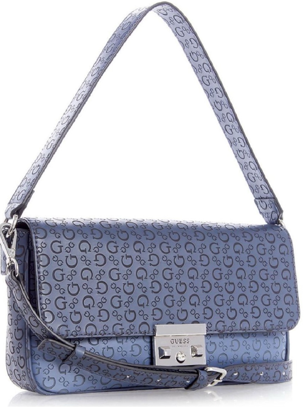 Y2K Guess Signature Print Shoulder Bag in Periwinkle Blue NWOT